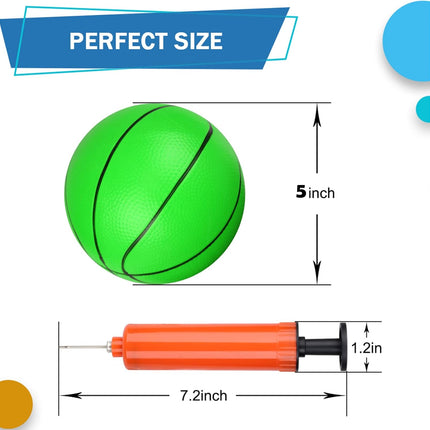 6" Mini Basketball 4-Pack with Pump – Soft Toddler Ball for Indoor/Outdoor
