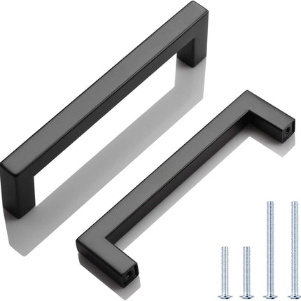 6 Pack Matte Black Cabinet Handles 5in Kitchen Drawer Dresser Pulls Stainless