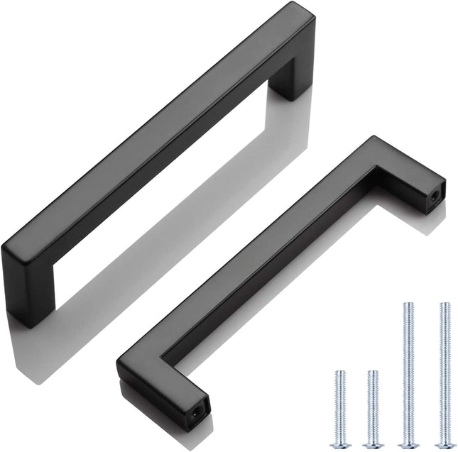 6 Pack Matte Black Cabinet Handles 5in Kitchen Drawer Dresser Pulls Stainless