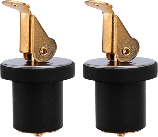 2-Pack Brass Boat Drain Plugs 3/4" with Snap Handle for Livewell & Deck