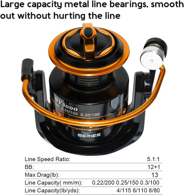 Ultra Smooth 12+1 BB Spinning Reel for Summer & Ice Fishing Adventures
