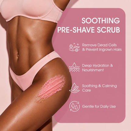 Pre-Shave Bikini Scrub 8.1oz, AHA BHA Passion Fruit & Sea Salt Exfoliant