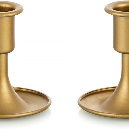 2-Pack Gold Candlestick Holders – Taper Candles, Wedding & Home Decor