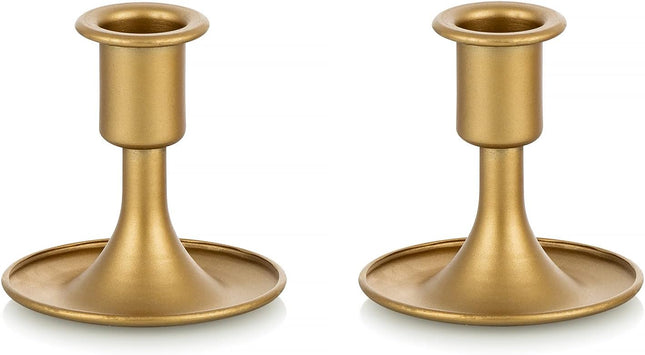 2-Pack Gold Candlestick Holders – Taper Candles, Wedding & Home Decor