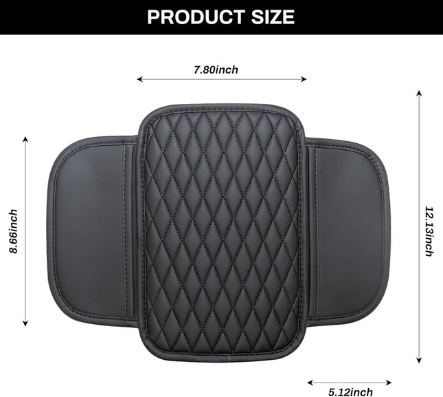 Upgraded Microfiber Leather Car Armrest Cover with 2 Storage Bags, Universal Fit