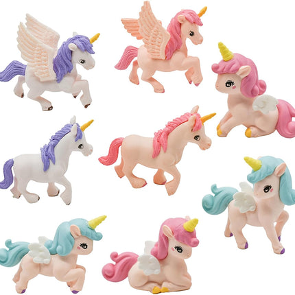 8Pcs Mini Flying Horse Unicorn Figurines – Cake Toppers & Fairy Garden Decor