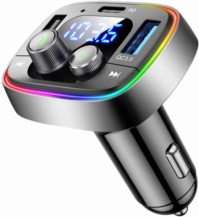 Bluetooth 5.4 FM Transmitter Car Adapter 48W Fast Charger Hands Free