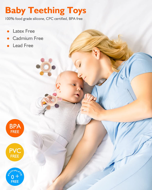 Baby Teething Toys BPA Free, Silicone Chew Toy for Infants 0-12 Months