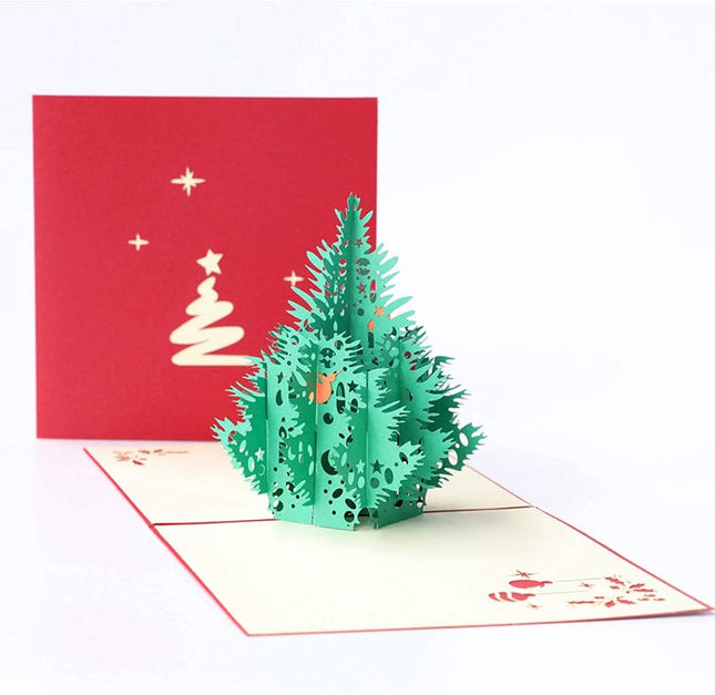 Christmas Pop-Up Card 3D Tree – Laser Cut Greeting Card with Envelope, Pack of 1