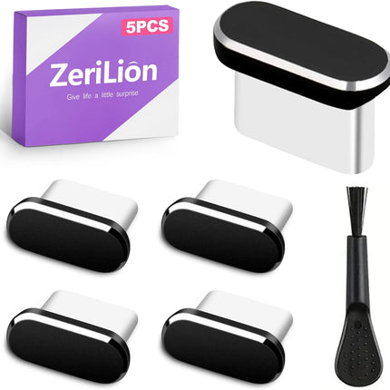 4 Pack USB-C Dust Plugs with Fine Brush – Type-C Port Cleaner & Protector