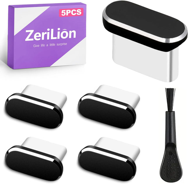 4 Pack USB-C Dust Plugs with Fine Brush – Type-C Port Cleaner & Protector