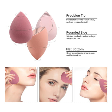 4PCS Makeup Blending Sponges Set with Holder Case for Cream Liquid Powder