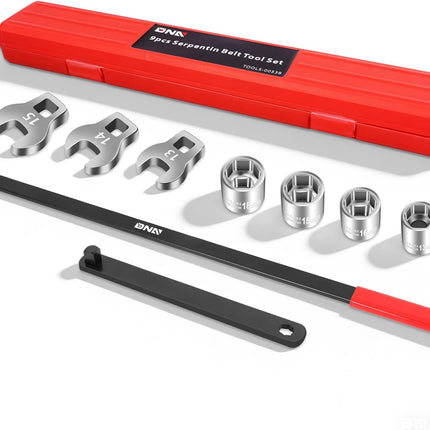 9PCS Serpentine Belt Tool Set, Belt Tensioner Wrench Kit with Case, Auto Repair Tools