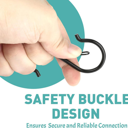 12-Piece S Hooks – 3.5" Heavy Duty Metal with Safety Buckle, Multipurpose