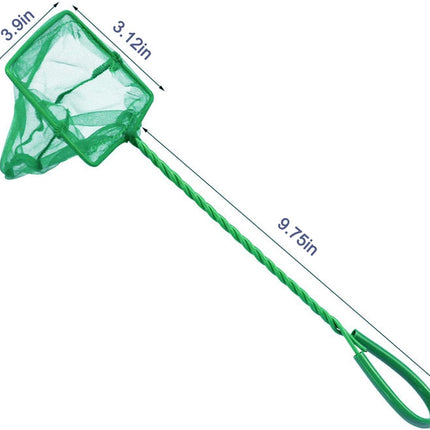 4-Inch Aquarium Fish Net, Small Mesh Fish Catch Net with Plastic Handle, Green