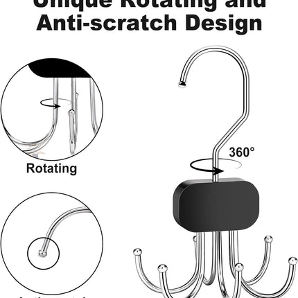 3PCS Belt Hanger Organizer 360° Rotating Closet Rack for Belts Ties Scarves Hats