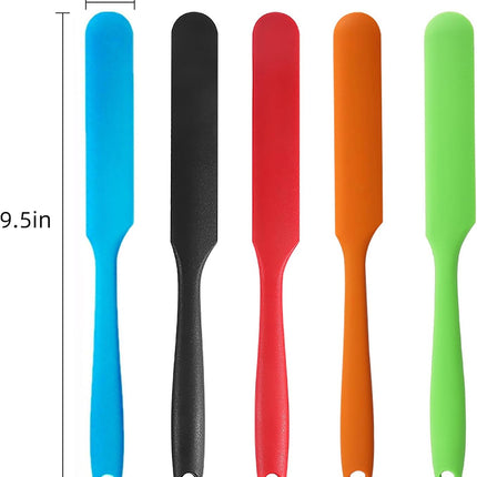 5PCS Silicone Jar Spatulas, Long-Handle Sourdough, Cake Cream & Butter Scrapers