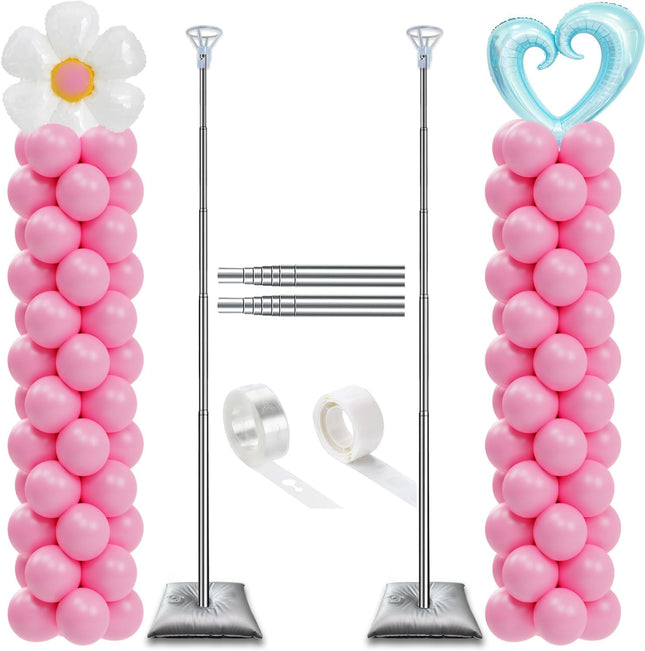 Balloon Column Stand Set – 2PCS Adjustable 7ft Pillar Stands for Halloween & Birthday Decor