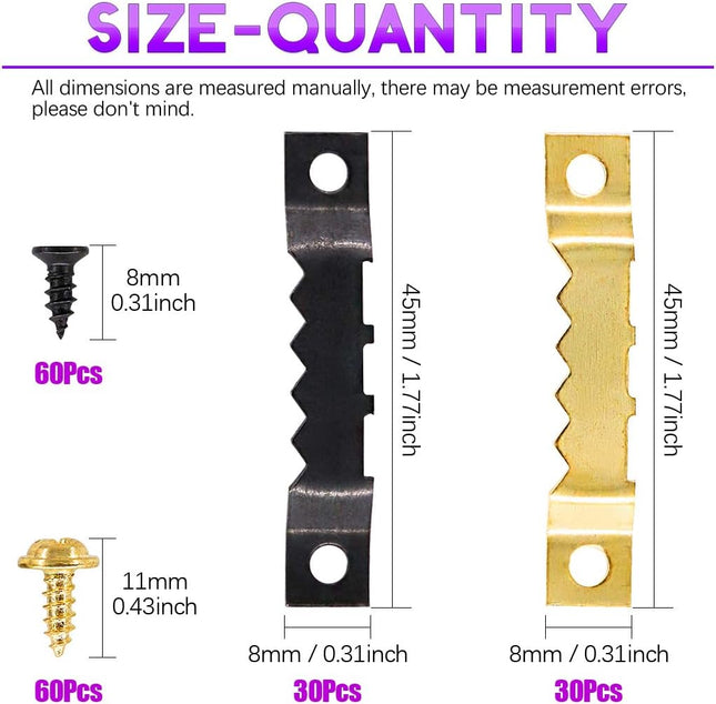415PCS Picture Hangers Kit – Heavy Duty, Assorted Hooks & Screws, 7 Models