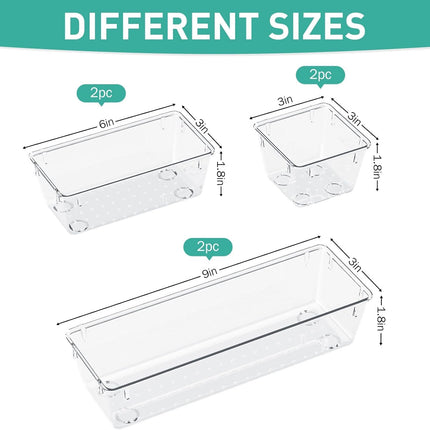 6-Pack Clear Acrylic Drawer Organizers – Storage for Makeup, Jewelry & Office