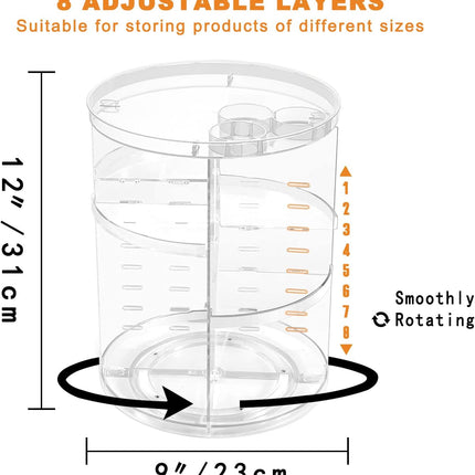 8-Layer Rotating Skincare & Makeup Organizer – Perfume Tray & Brush Holder