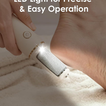 Rechargeable Electric Foot File Callus Remover, Pedicure Kit for Dry & Cracked Skin, Beige