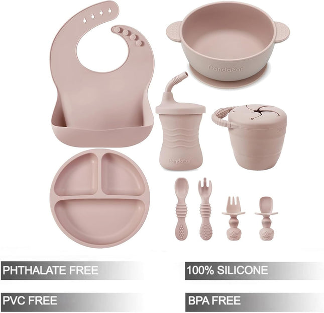 9-Pc Silicone Baby Feeding Set – Plate, Bowl, Bib, Sippy Cup & Utensils