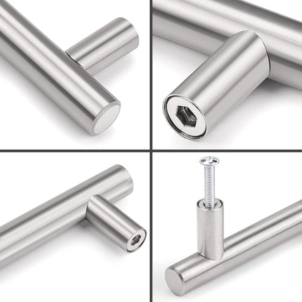 30 Pack Cabinet Handles Brushed Nickel T Bar Drawer Pulls 3 Inch Centers