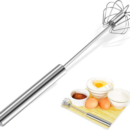 12 Inch Stainless Steel Egg Whisk Semi Automatic Hand Mixer Baking Tool