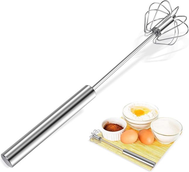 12 Inch Stainless Steel Egg Whisk Semi Automatic Hand Mixer Baking Tool