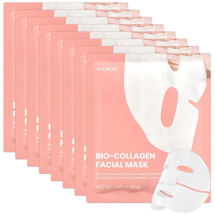 Bio-Collagen Hydrogel Face Masks 8ct, Hydrating Soothing Overnight Korean Skincare