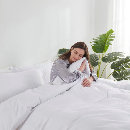 3-Piece King Bedding Set – White Duvet Cover 104x90 with 2 Pillow Shams