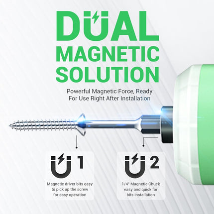 4V Electric Screwdriver Set – 18 Bits, USB-C Rechargeable, Green