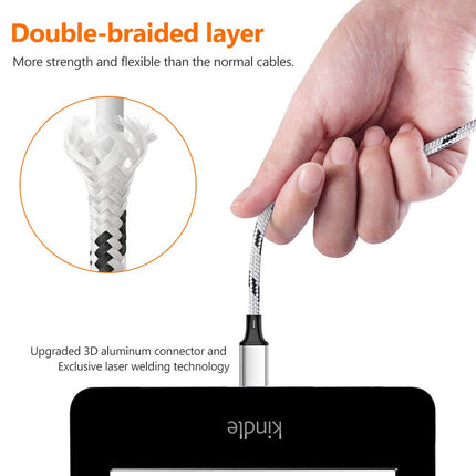 3-Pack 5ft Multi Charging Cable – 3-in-1 USB Type-C & Micro USB Nylon Braided