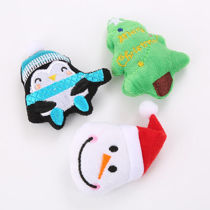 3PCS Christmas Cat Plush Toys – Tree, Snowman & Penguin Interactive Set