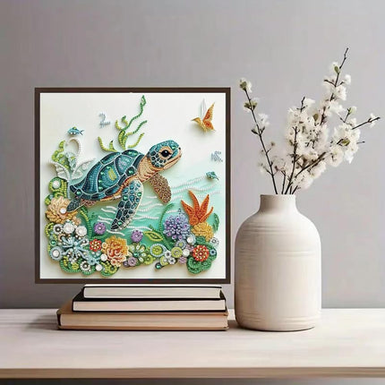 Sea Turtle 5D Diamond Painting Kit, 11.8x11.8in Special Shape Rhinestone Art