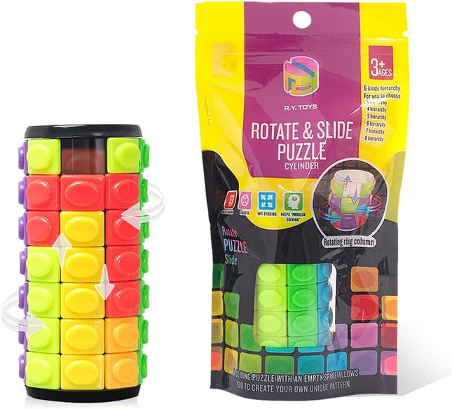 Rotate & Slide Puzzle Fidget Toy 8 Color Brain Teaser for Kids & Adults