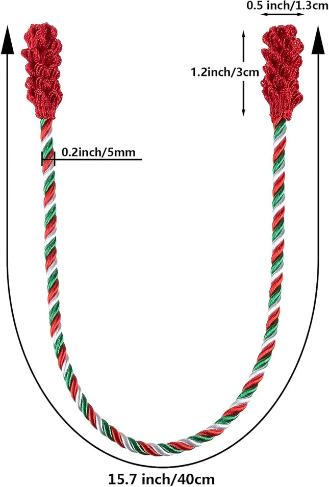 16PCS Holiday Garland Ties – Red, Green & White Flexible Reusable Decoration Clips