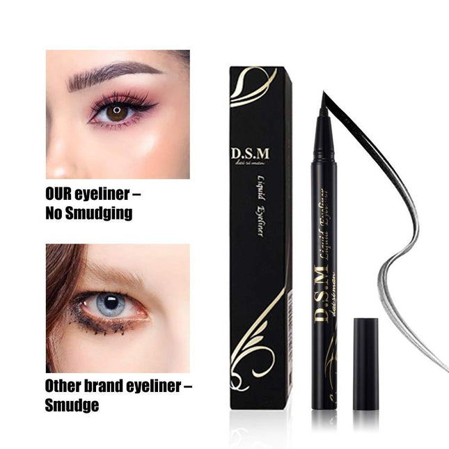 2PCS Waterproof Liquid Eyeliner Pens, Long-Lasting Smudge-Proof Black Precision Liner