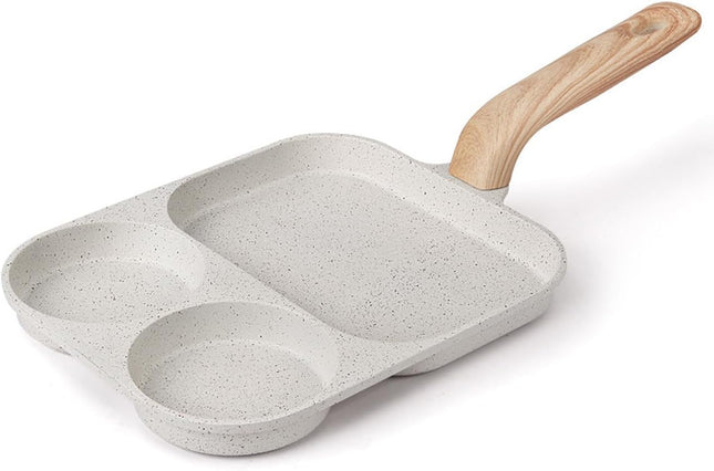 3-Section Egg Frying Pan, Nonstick Aluminum Omelette Pan for Gas & Induction