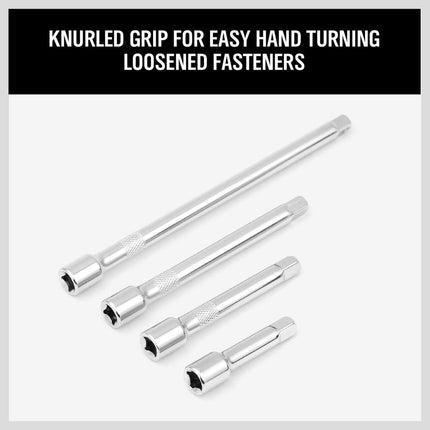 1/4" Socket Extension Bar Set – 4PCS, 50/75/100/150mm CR-V Heavy Duty