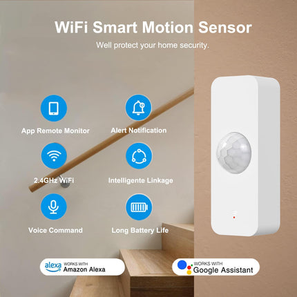 WiFi Smart Motion Sensor for Home Security, Alexa Compatible, 1 Pack