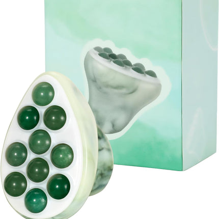 Face Roller & Gua Sha Facial Tool, Ice Eye Massager for Puffiness, Dark Circles & Skincare, Green