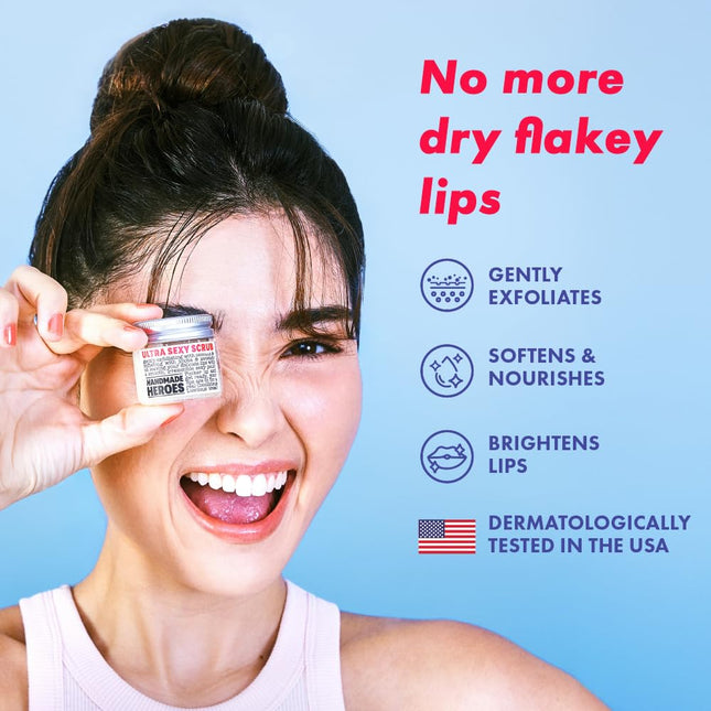 Natural Lip Scrub – Vegan Coconut Exfoliator for Dry, Chapped Lips, 1oz (Coconut Sorbet)