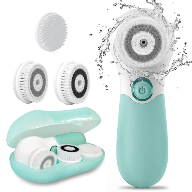 Electric Facial Cleansing Brush 3 Heads 2 Speeds Exfoliating Massage Blackhead Scrubber