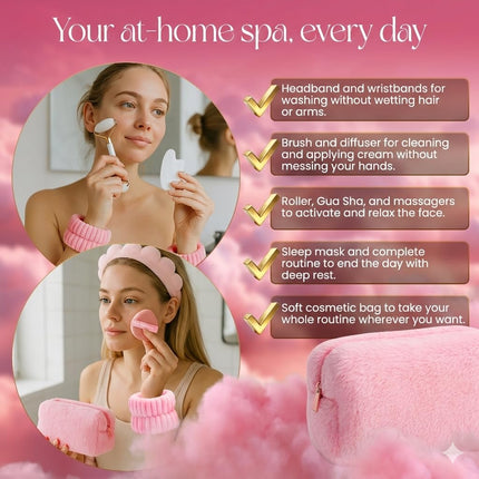 Cute Pink Skincare Tools Set for Teens, Face Washing & Cleansing Kit, Self-Care Gift