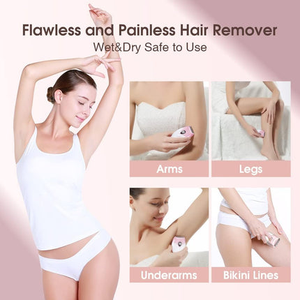 3-Blade Electric Shaver for Women, Waterproof Bikini Trimmer, Wet & Dry Body Razor, Pink