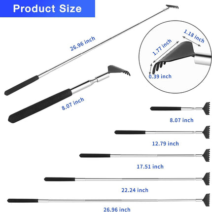 2 Pack Telescoping Back Scratcher – Stainless Steel Portable with Gift Box