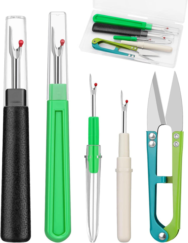 5-Piece Seam Ripper Set with Thread Snips, 2 Large and 2 Small Stitch Removers for Sewing