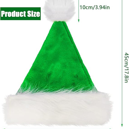 Green Plush Santa Hat for Adults – Velvet Christmas Party Costume & Home Decor